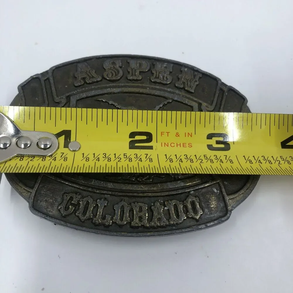 Belt Buckle Aspen Colorado Dark Brass or Bronze Colorado  3 1/4 “x 2 1/2